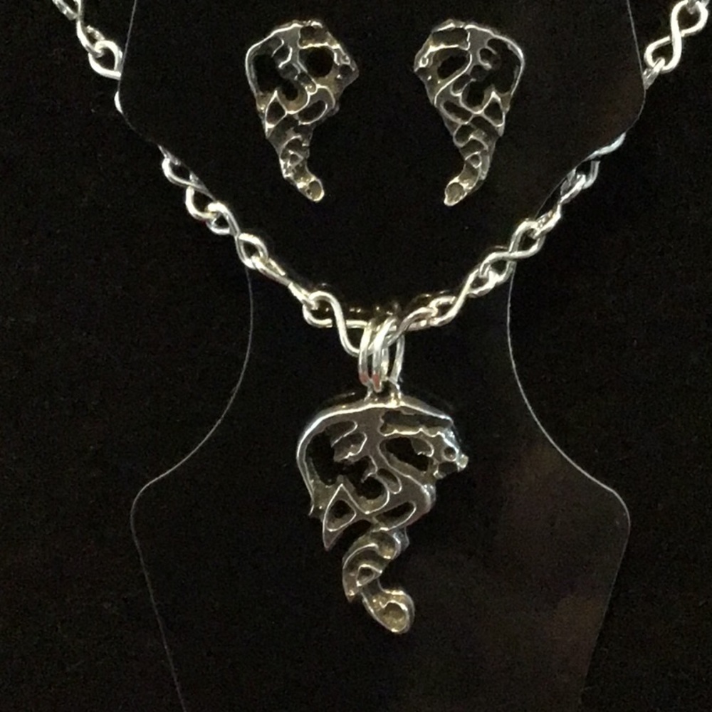 Sterling Silver Dragon Pendant and earring set